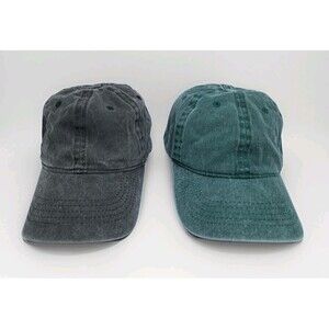Set of 2 Hat Cap Basic Plain Strapback Green Black Dad Run Fishing Trail Hike